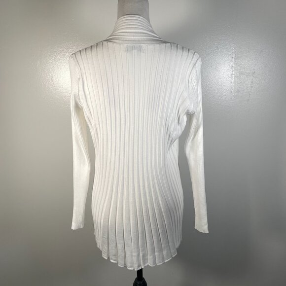 BRCHNY White Ivory Open Front Tight Knit Long Sleeve Cardigan Sweater PL - Picture 8 of 13